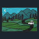 Vanlife in the Mountains Camping Moon Stars Tea Towel<br><div class="desc">Decorate your kitchen with this cool towel. Makes a great housewarming (vanwarming?),  birthday or anniversary gift! 
You can customise it and add text too.
Check my shop for lots more colours and patterns plus matching kitchen stuff!</div>