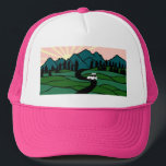 Vanlife in the Mountains Sunrise Sunset Trucker Hat<br><div class="desc">Check out this cool hat with a campervan in the mountains! Check out my shop for more!</div>
