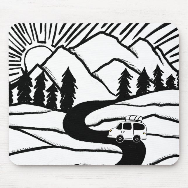 Vanlife MOUNTAIN SUNRISE Illustration Mouse Mat (Front)