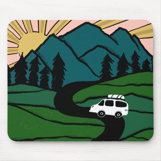 Vanlife MOUNTAIN SUNRISE Illustration Mouse Mat (Front)