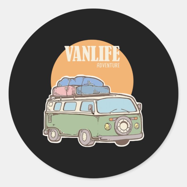 Vanlife Travel Classic Round Sticker (Front)