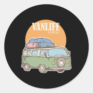 Vanlife Travel Classic Round Sticker