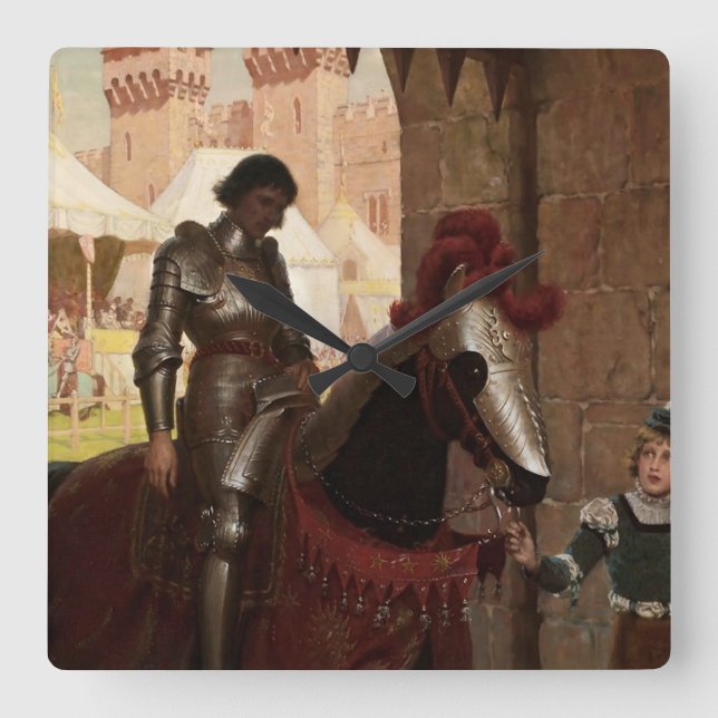 “Vanquished” by Edmund Blair Leighton Square Wall Clock (Front)