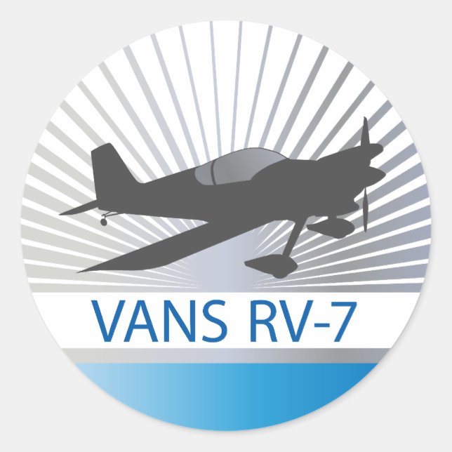Vans RV-7 Aeroplane Classic Round Sticker (Front)