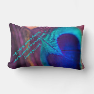 Vantage Purple and Aqua blue Cut Peacock Feather Lumbar Cushion