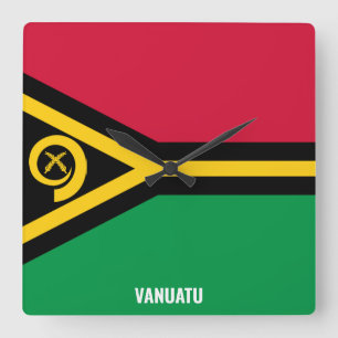 Vanuatu Flag Dazzling Patriotic Square Wall Clock