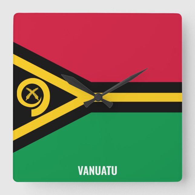 Vanuatu Flag Dazzling Patriotic Square Wall Clock (Front)