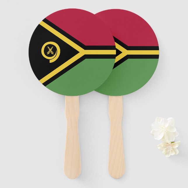 Vanuatu flag hand fan (Front and Back)