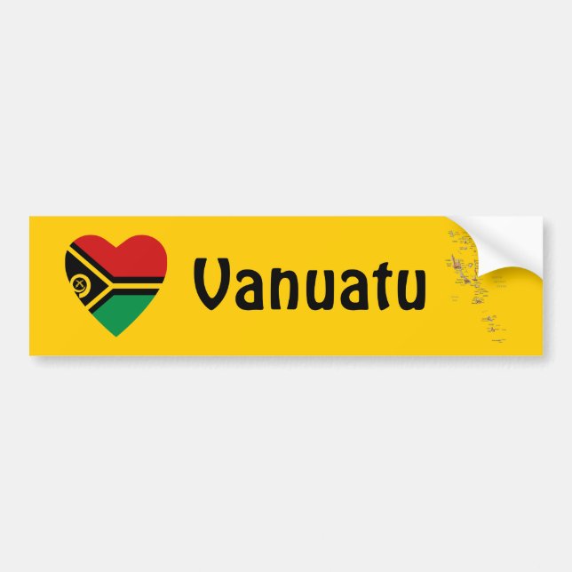 Vanuatu Flag Heart + Map Bumper Sticker (Front)