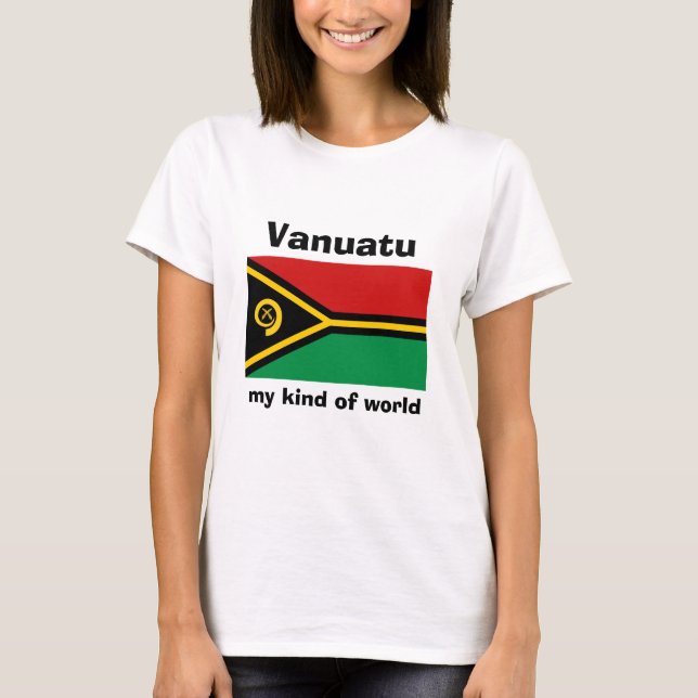 Vanuatu Flag + Map + Text T-Shirt (Front)