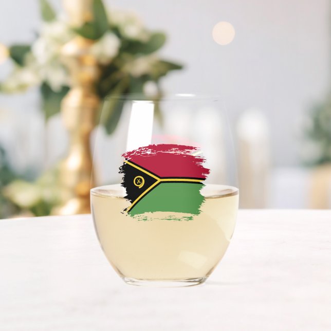 Vanuatu flag stemless wine glass (Insitu (Wedding))