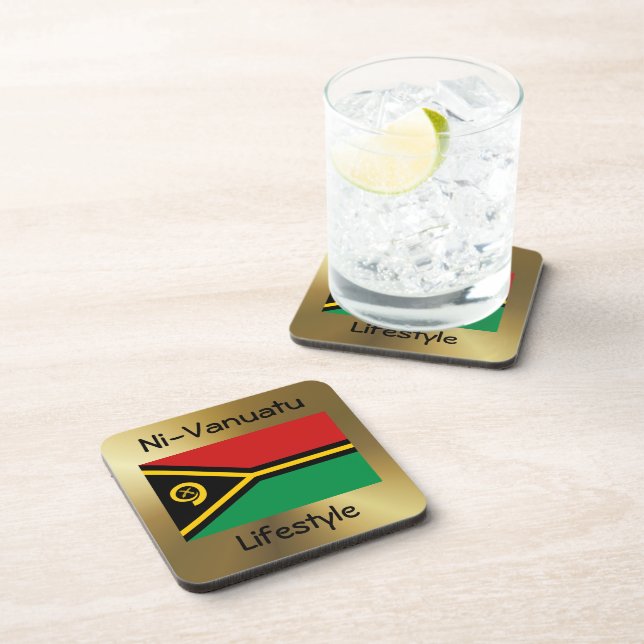 Vanuatu Flag+Text Coaster (Right Side)