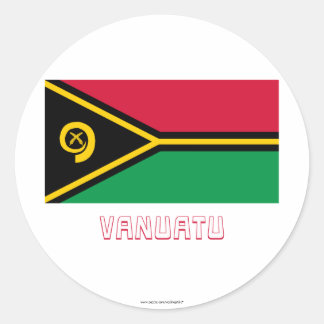 Vanuatu Flag with Name Classic Round Sticker
