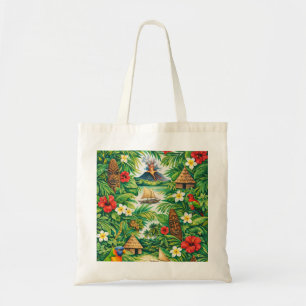 Vanuatu Tropical Volcano, Tiki Masks Tote Bag