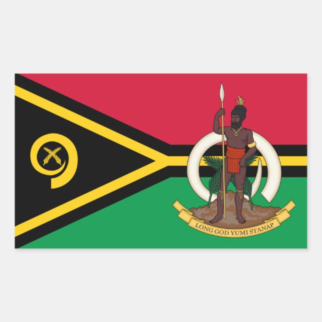Vanuatuan Flag & Coat of Arms, Flag of Vanuatu Rectangular Sticker (Front)
