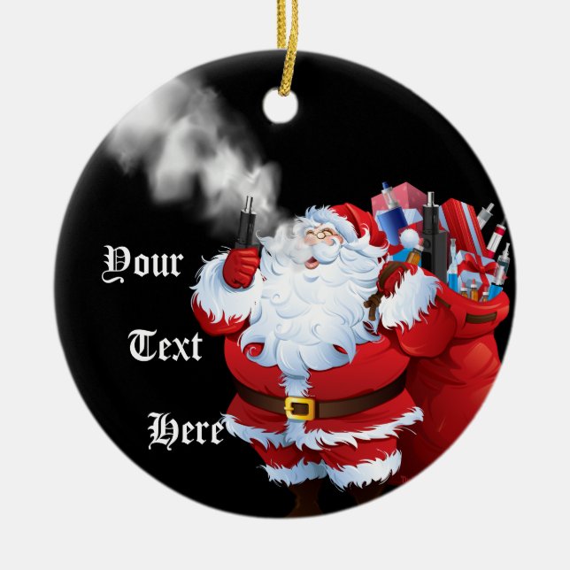 VAPE | Merry Vaping 2 Christmas  Santa Claus Ceramic Tree Decoration (Front)