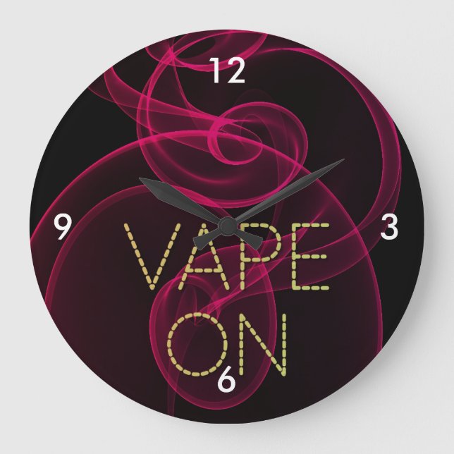 Vape On Dark Pink Smoke Large Clock (Front)