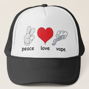 Vape   Peace Love Vape by the VapeGoat Trucker Hat