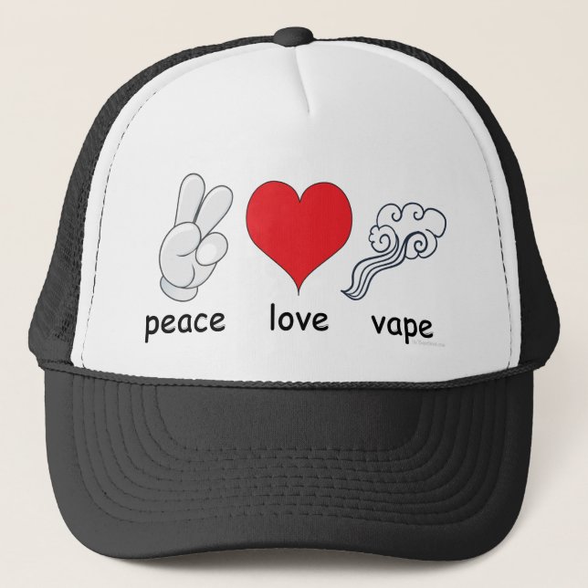 Vape | Peace Love Vape by the VapeGoat Trucker Hat (Front)