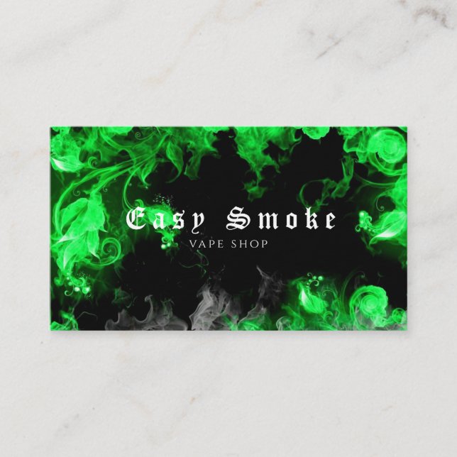 Vape Shop Black Green Business Card (Front)