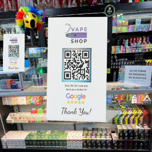 Vape Shop Google Review Pedestal Stand Template Sign