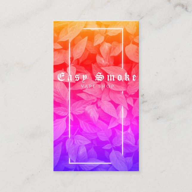 Vape Shop Green Rainbow Leafs Smoke Business Card (Front)
