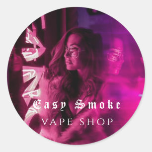 Vape Shop Smoke Black Business Classic Round Sticker