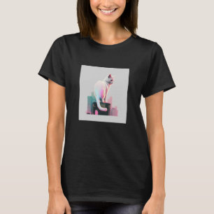 Vaperwave Aesthetic Glitch Cat Retrowave Synthwave T-Shirt