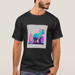 Vaperwave Aesthetic Glitch Cat Retrowave Synthwave T-Shirt