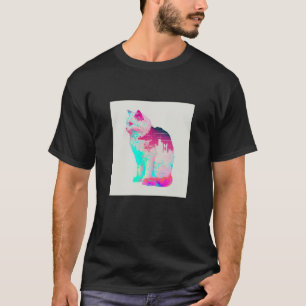 Vaperwave Aesthetic Glitch Cat Retrowave Synthwave T-Shirt