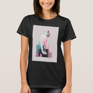 Vaperwave Aesthetic Glitch Cat Retrowave Synthwave T-Shirt