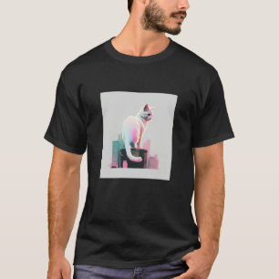 Vaperwave Aesthetic Glitch Cat Retrowave Synthwave T-Shirt