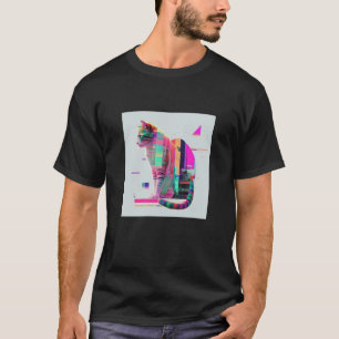 Vaperwave Aesthetic Glitch Cat Retrowave Synthwave T-Shirt