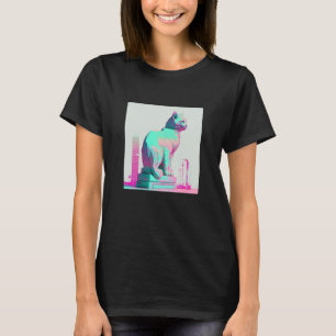 Vaperwave Aesthetic Glitch Cat Retrowave Synthwave T-Shirt
