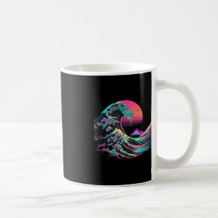 Vaperwave Aesthetic Glitch Great Wave Retrowave Sy Coffee Mug