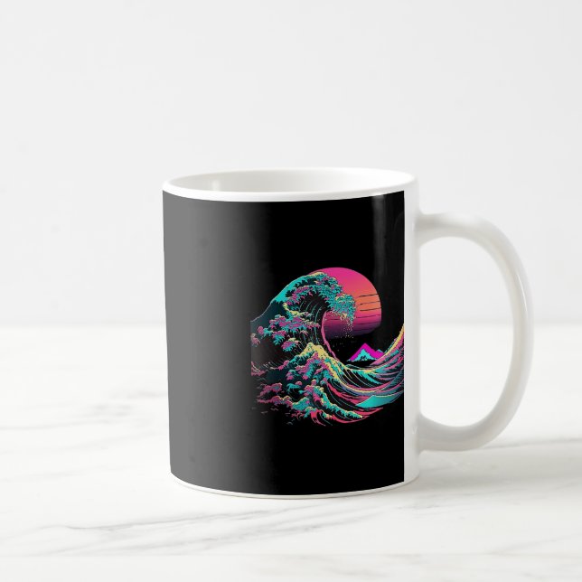 Vaperwave Aesthetic Glitch Great Wave Retrowave Sy Coffee Mug (Right)