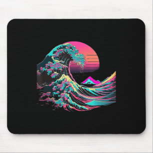 Vaperwave Aesthetic Glitch Great Wave Retrowave Sy Mouse Mat