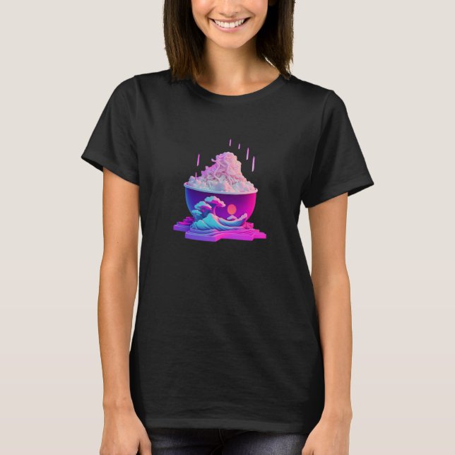 Vaperwave Aesthetic Glitch Palm Retrowave Synthwav T-Shirt (Front)