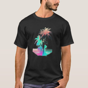 Vaperwave Aesthetic Glitch Palm Tree Retrowave Syn T-Shirt