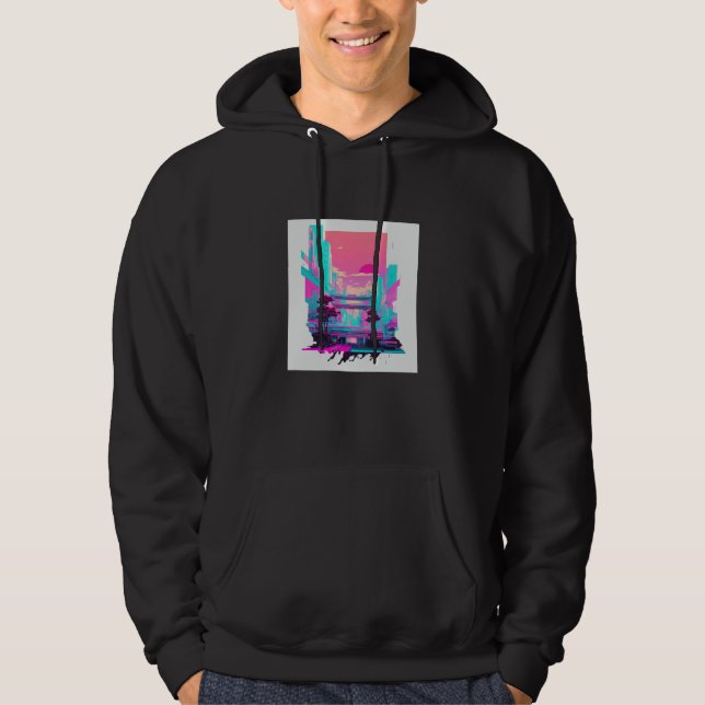 Vaperwave Aesthetic Glitch Retrowave Synthwave  11 Hoodie (Front)
