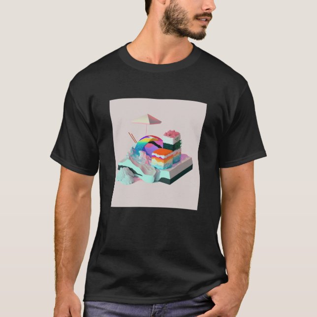 Vaperwave Aesthetic Glitch Sushi Retrowave Synthwa T-Shirt (Front)
