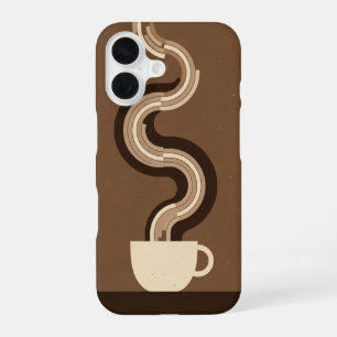 Vapeur de Café Géométrique Rétro iPhone 16 Case