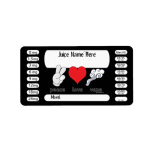 Vaping DIY E-Juice Label Peace Love by VapeGoat