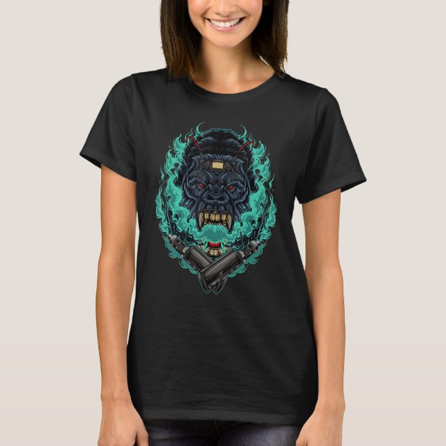 Vaping Gorilla  Trendy Humour Nice Cute Awesome T-Shirt (Front)