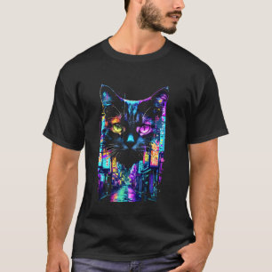 Vaporware Cat Tokyo Street Japanese Retrowave Aest T-Shirt