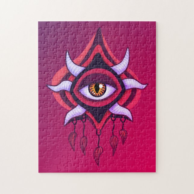Vaporware Demon Eye - Colourful Gothic Jigsaw Puzzle (Vertical)