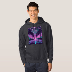 Vaporwave 80s Neon Grid Synthwave Art Poster  Hoodie