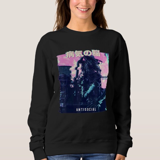 Vaporwave Aesthetic Glitch 80s Retro Machine Sweatshirt (Front)