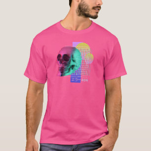Vaporwave Aesthetic Glitch Skull 80's Retro Synth T-Shirt