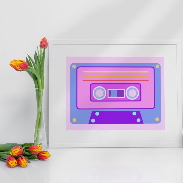 Vaporwave Aesthetic Lilac 90s Audio Cassette Poster (Creator Uploaded)